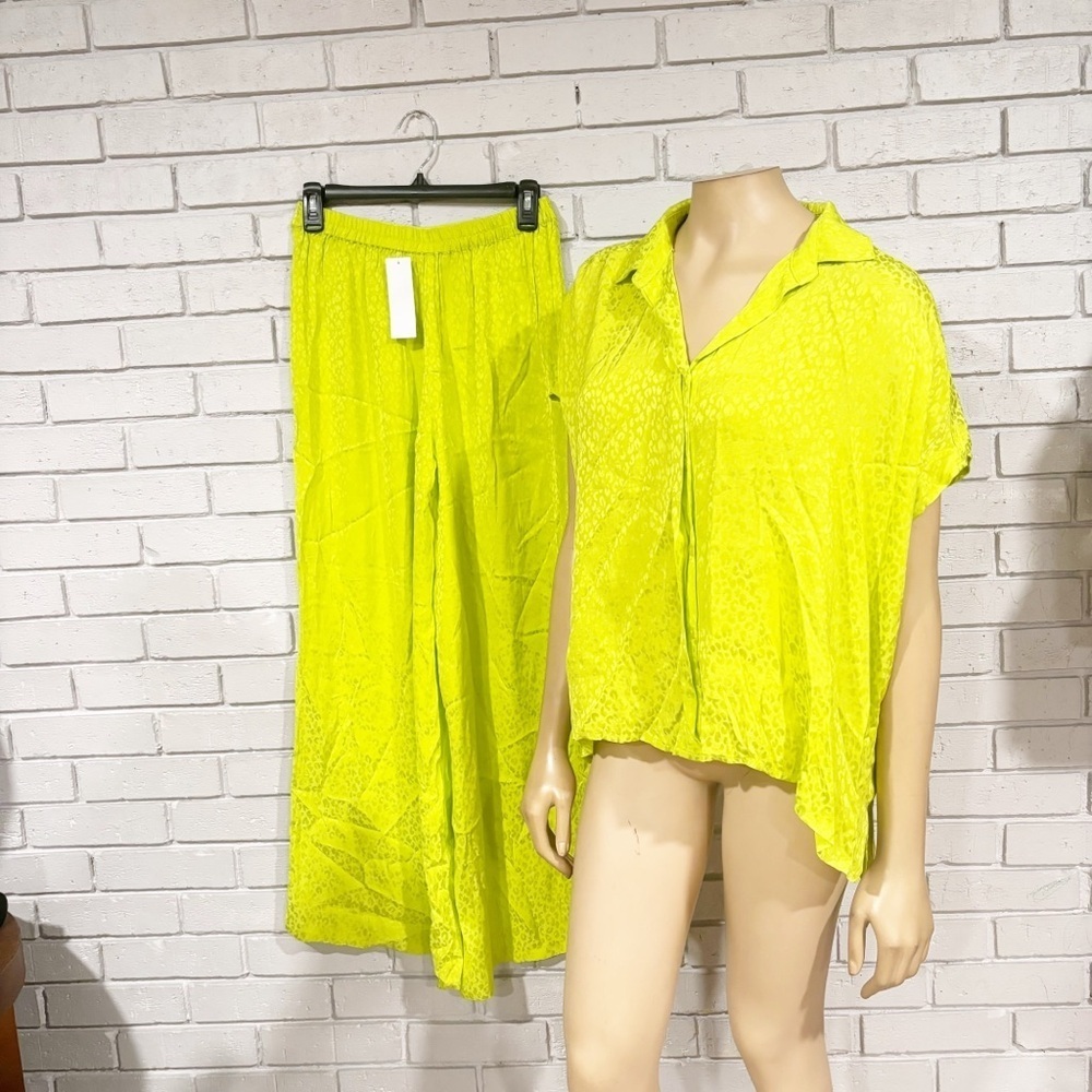 Young Fabulous And Broke Two Piece Set Neon Lime Palazzo Pants And Top‎